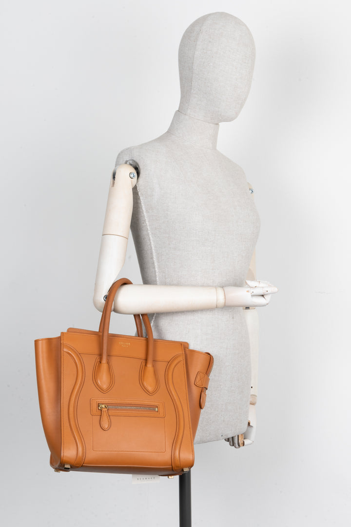 CELINE Micro Luggage Bag Leather Camel