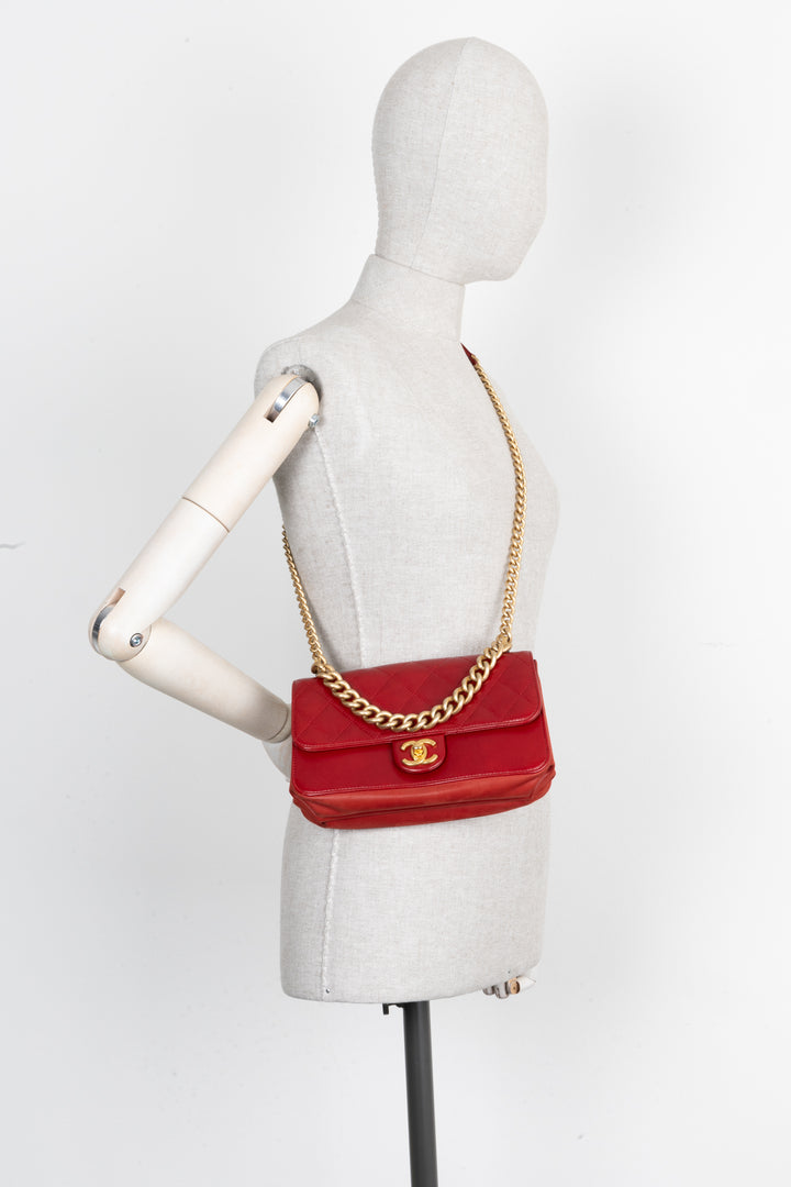 CHANEL Small Single Flap Bag Leather Red