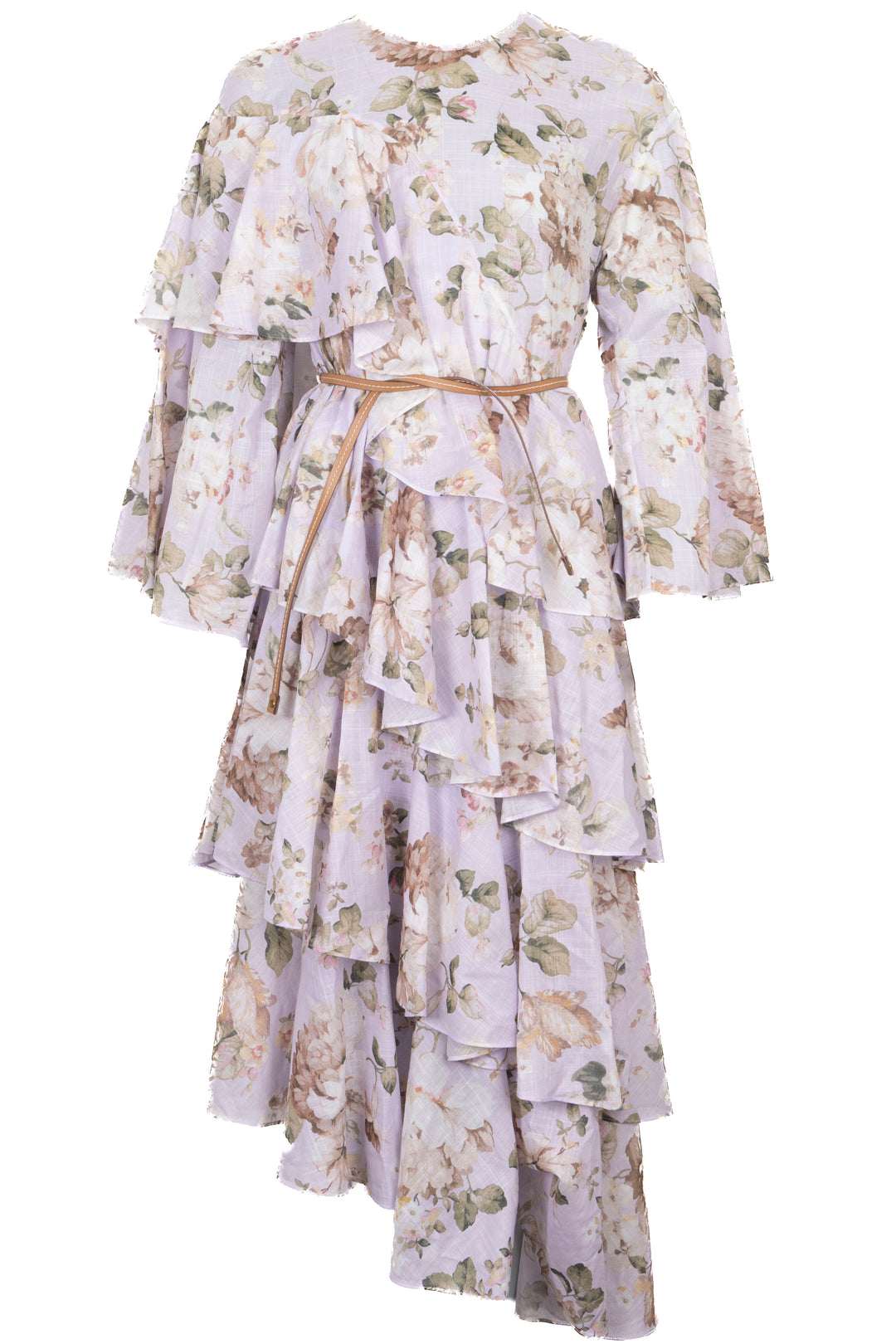 ZIMMERMANN Asymmetric Floral Print Dress Lilac
