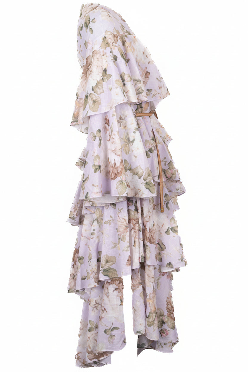 ZIMMERMANN Asymmetric Floral Print Dress Lilac