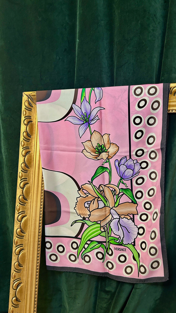 VERSACE Floral Carré 90 Pink Brown