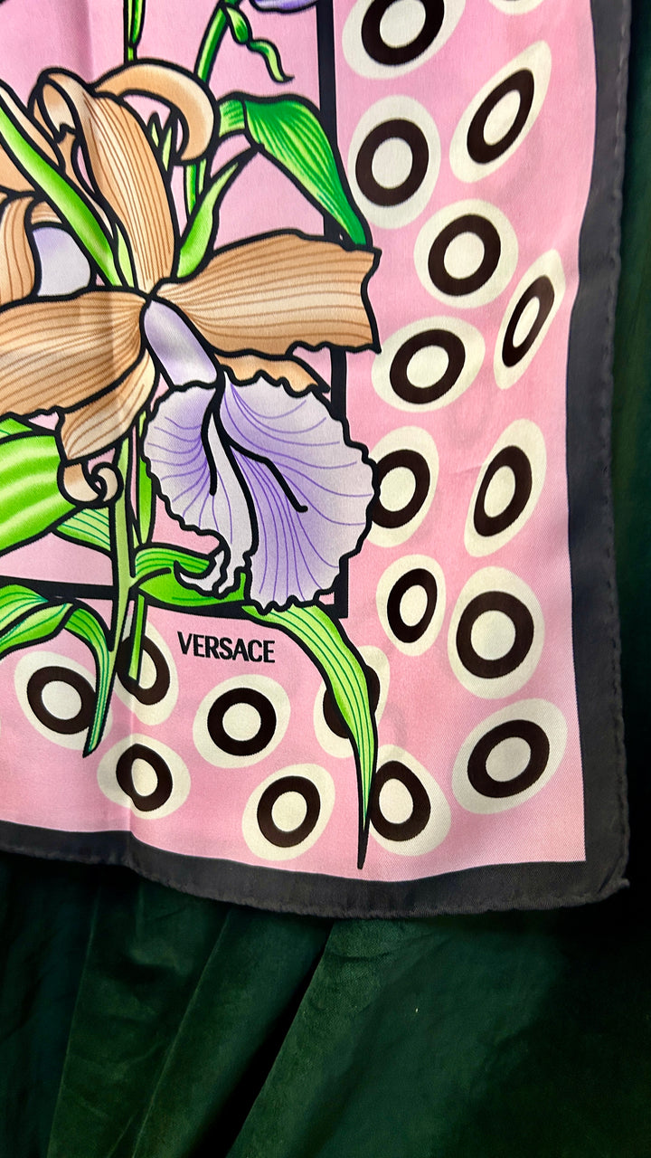 VERSACE Floral Carré 90 Pink Brown
