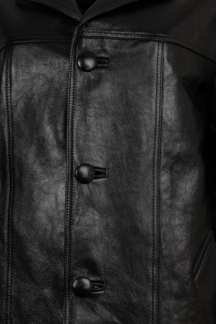 CELINE Short Coat Leather Black