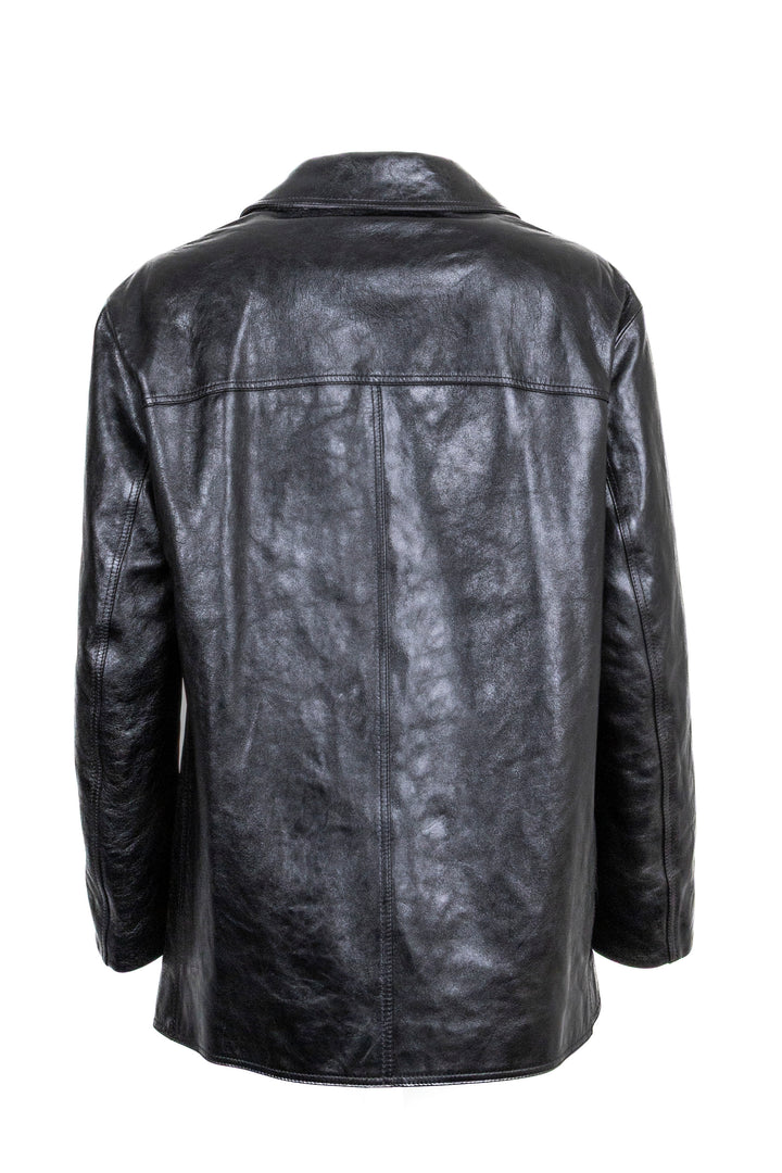 CELINE Short Coat Leather Black