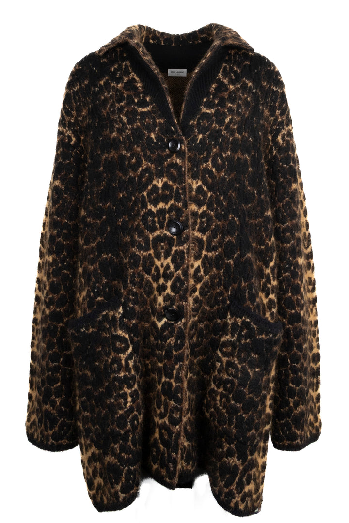 SAINT LAURENT 2020 Chunky Leopard Knit Coat