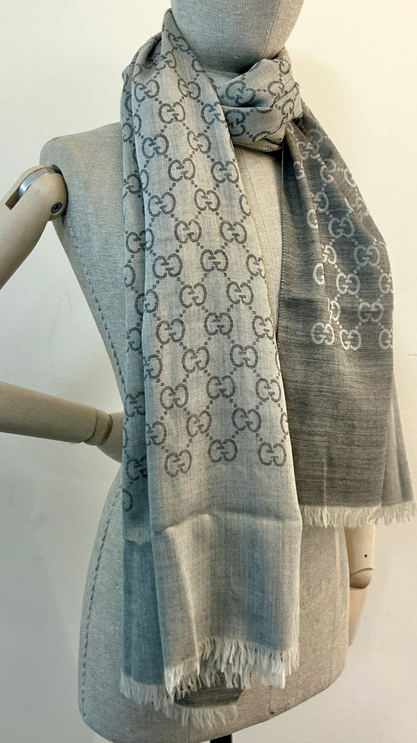 GUCCI Supreme GG Scarf Grey