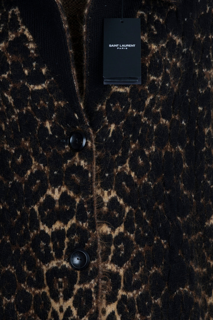 SAINT LAURENT 2020 Chunky Leopard Knit Coat