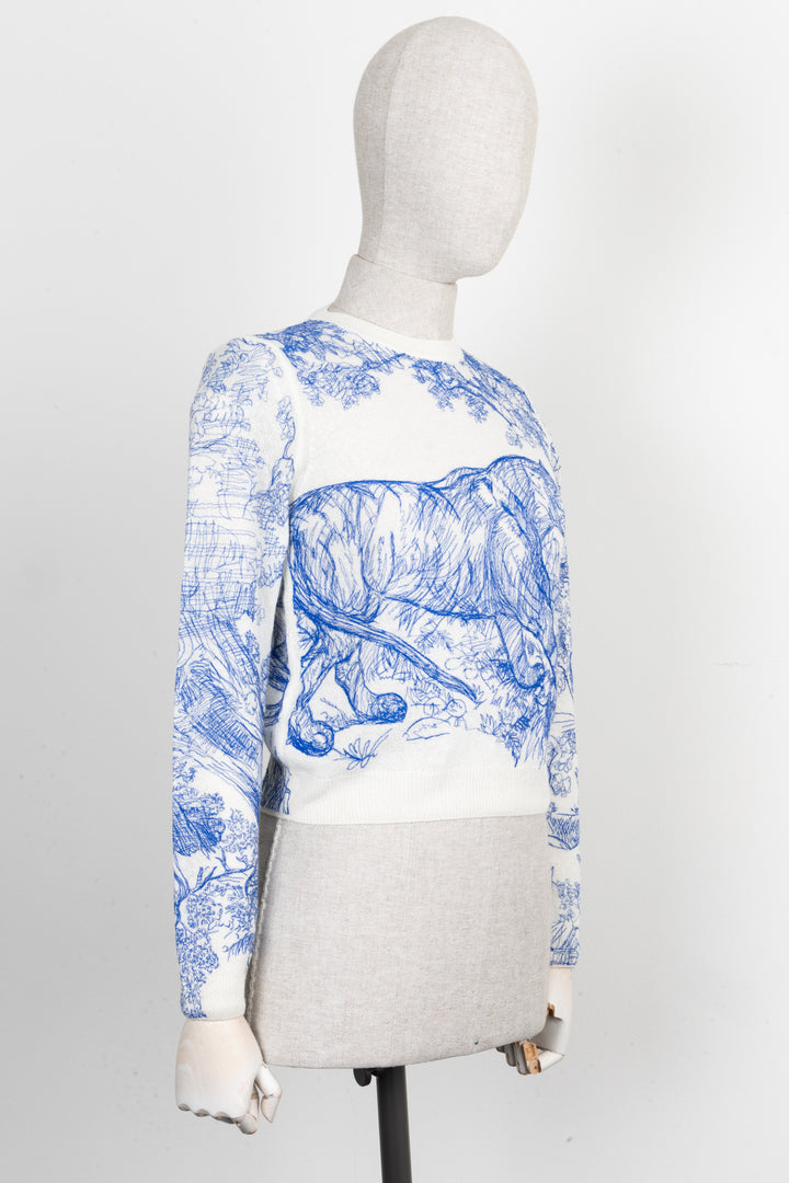 CHRISTIAN DIOR Toile De Jouy Knit Sweater Cashmere Blue