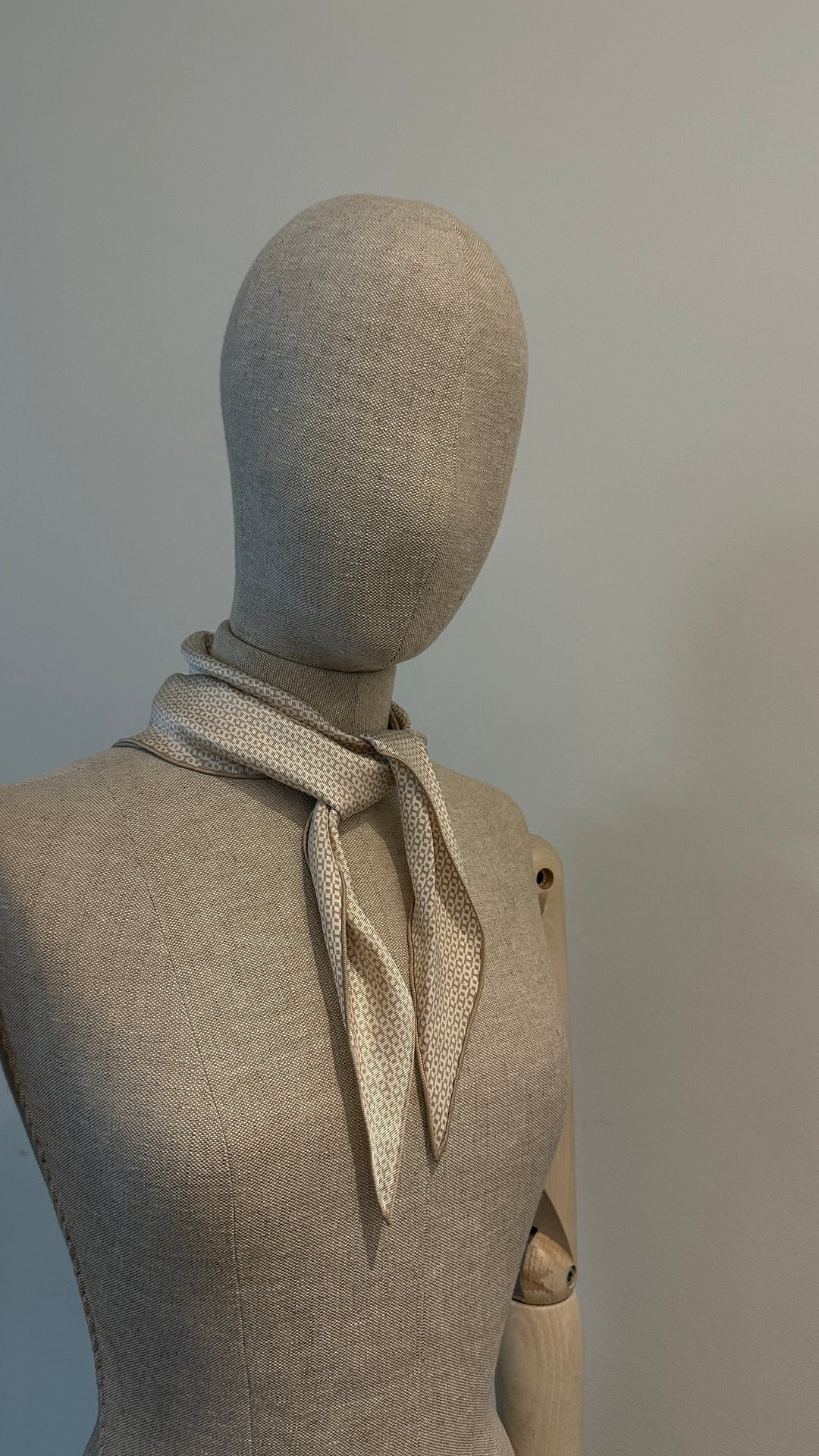 HERMÈS Triangle Silk Scarf H Beige