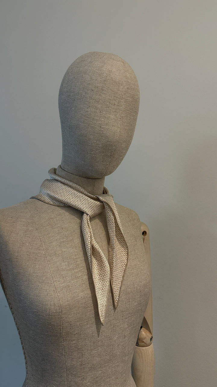 HERMÈS Triangle Silk Scarf H Beige
