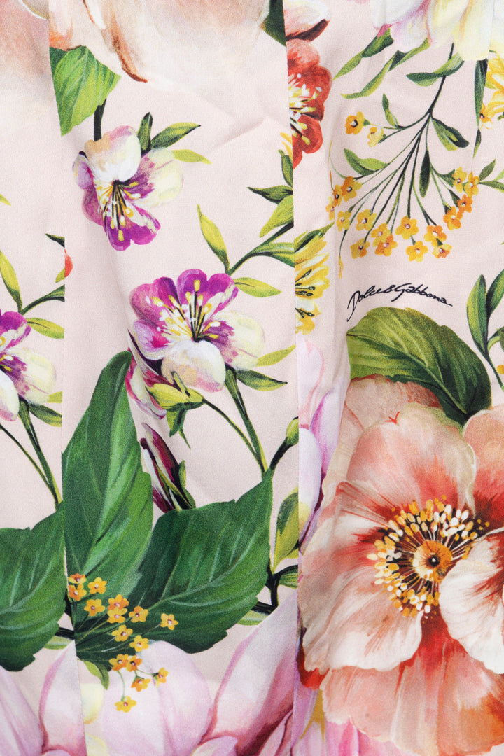 DOLCE&GABBANA Flower Print Skirt Silk Beige Multicolor