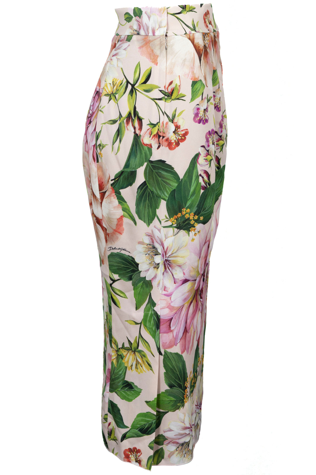 DOLCE&GABBANA Flower Print Skirt Silk Beige Multicolor
