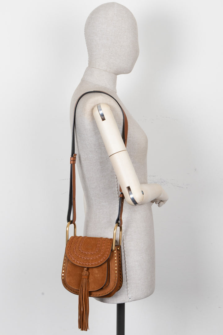 CHLOÉ Hudson Crossbody Bag Small Suede Cognac