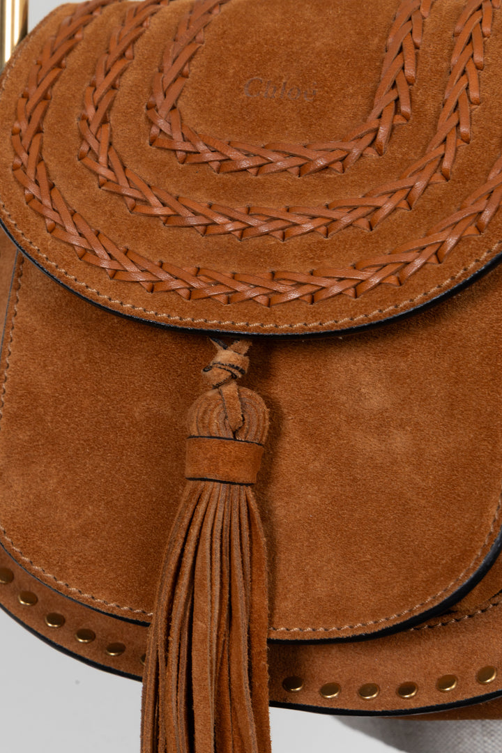 CHLOÉ Hudson Crossbody Bag Small Suede Cognac