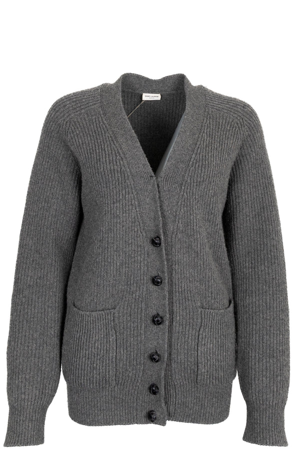 SAINT LAURENT 2022 Knit Cardigan Camel Hair Grey