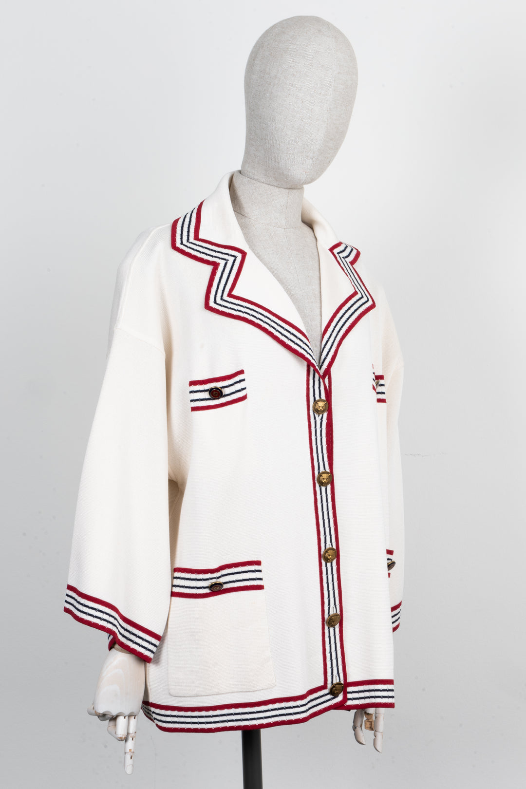 GUCCI Knit Jacket Ivory Red