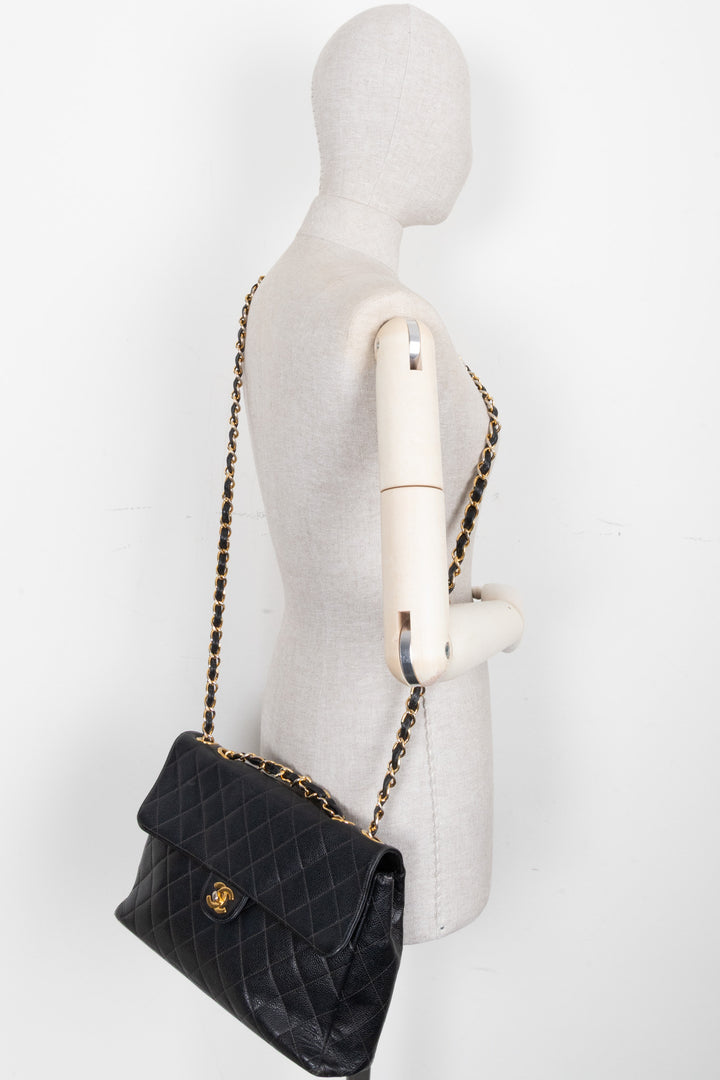 CHANEL Jumbo Single Flap Caviar Black