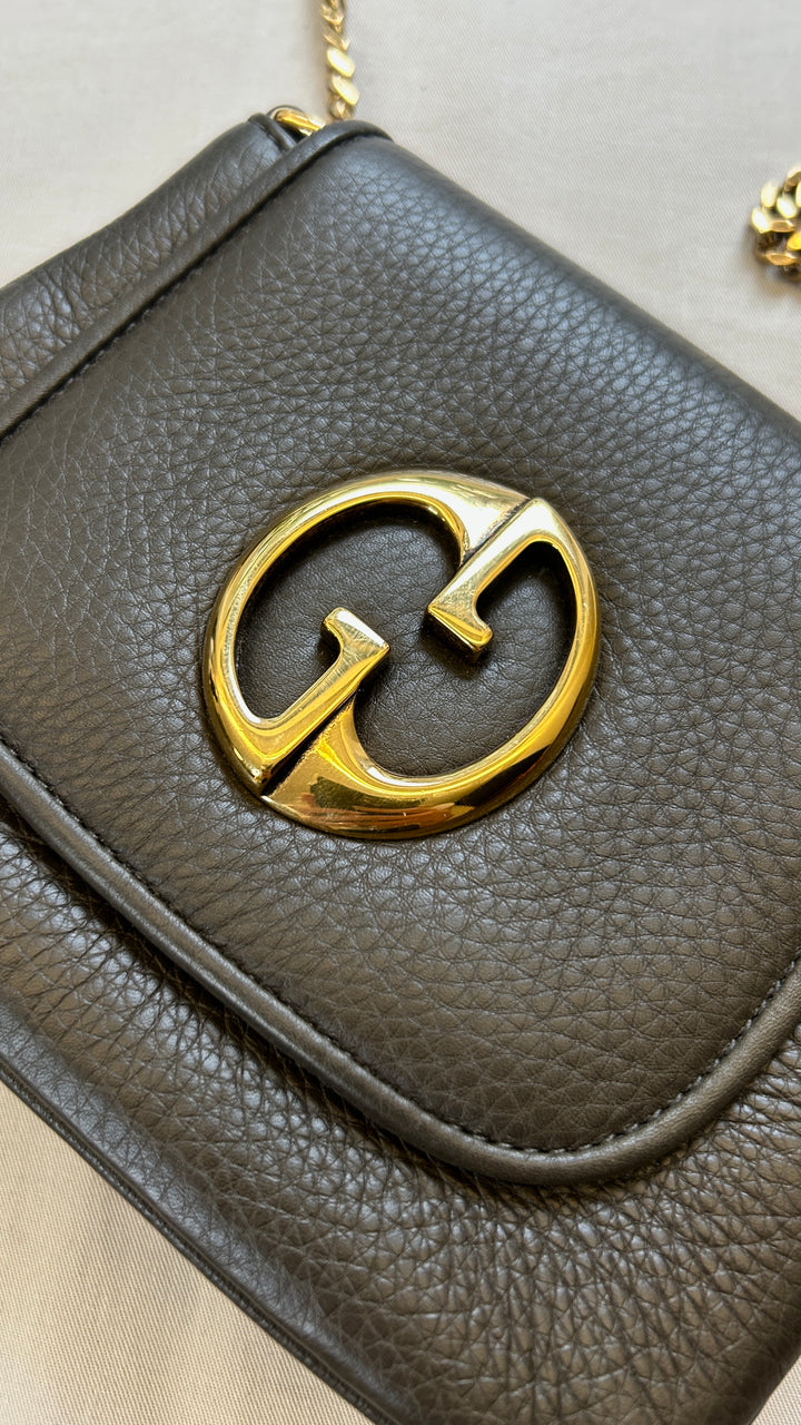 GUCCI 1973 Crossbody Bag Dark Grey