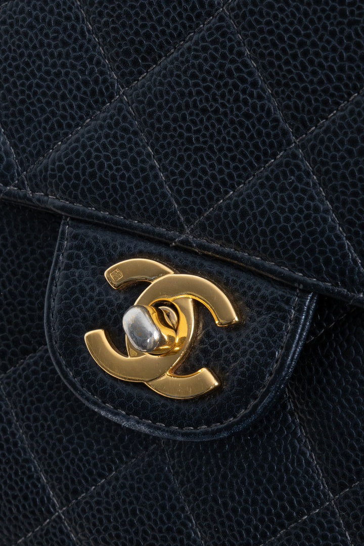 CHANEL Jumbo Single Flap Caviar Black