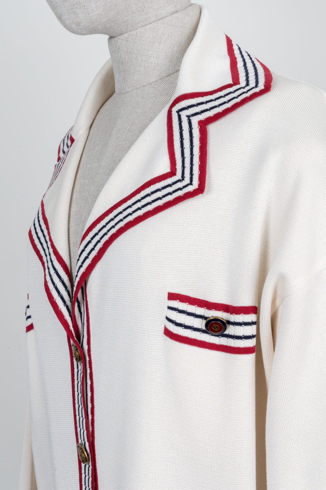 GUCCI Knit Jacket Ivory Red