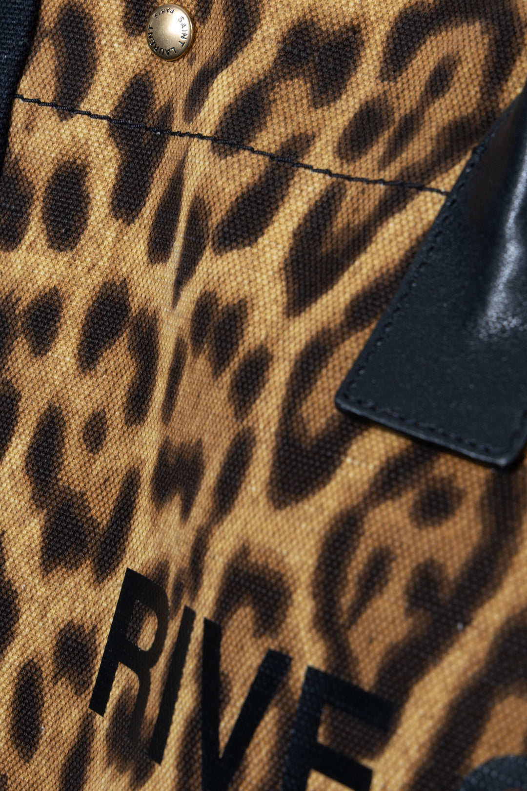 SAINT LAURENT Rive Gauche Tote Bag Canvas Cheetah