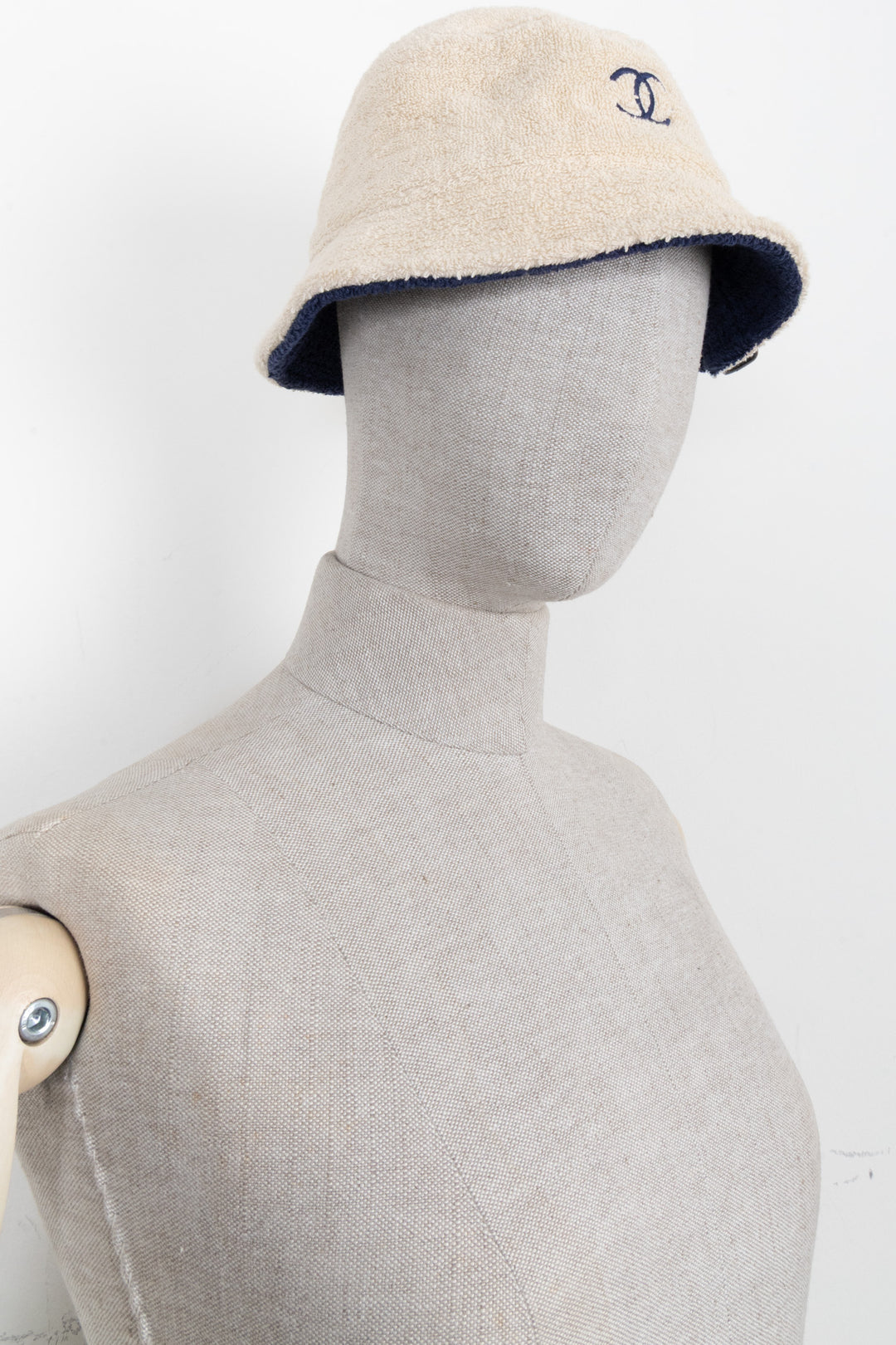 CHANEL Bucket Hat Terry Cloth Beige