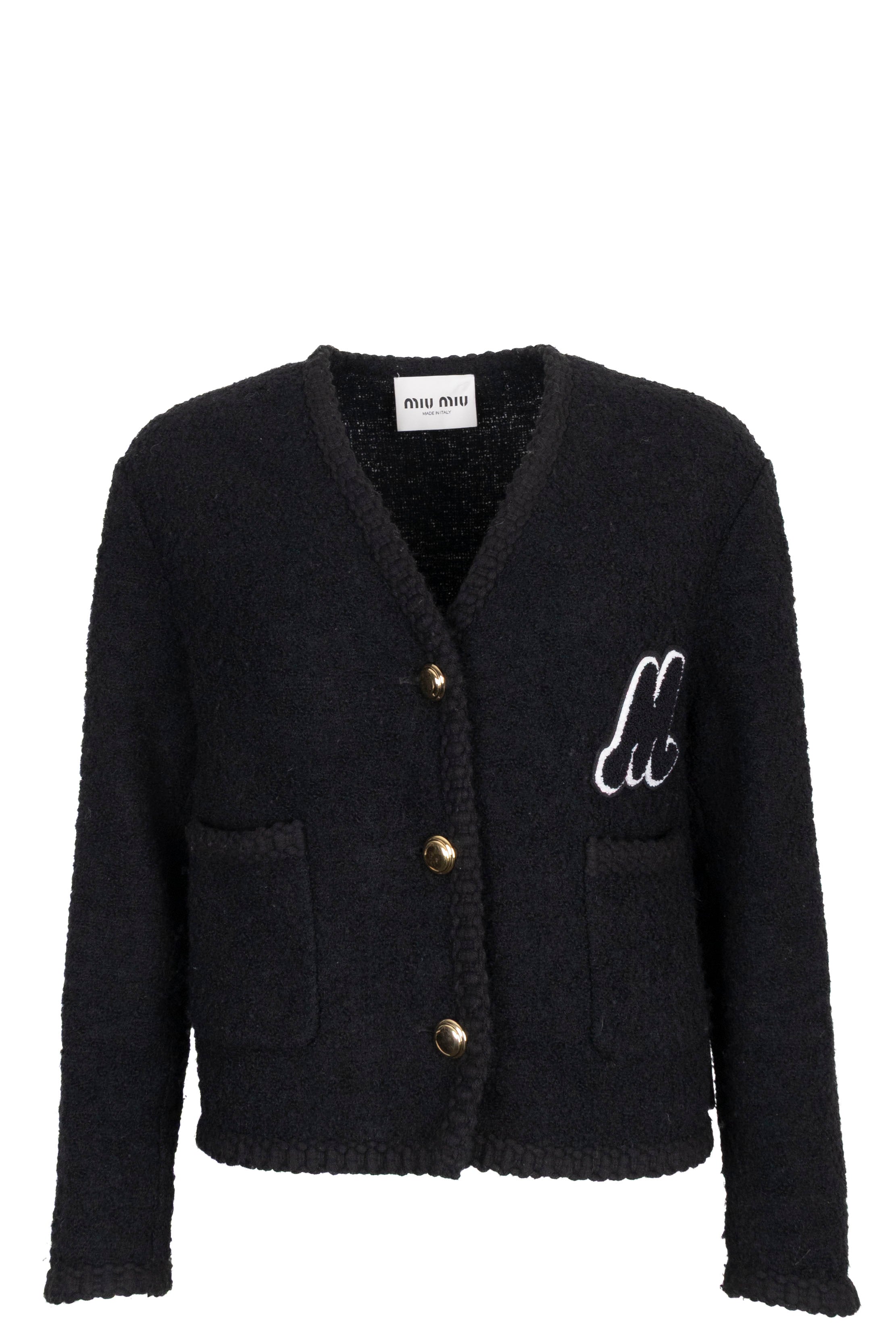 MIU MIU Oversized M Knit Cardigan Wool Black – REAWAKE