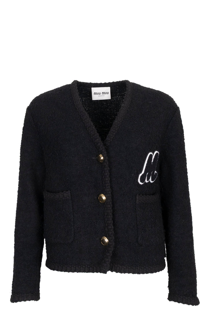 MIU MIU Oversized M Knit Cardigan Wool Black