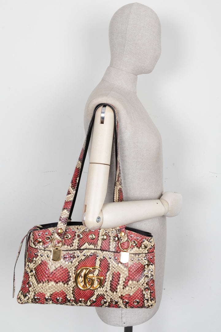 GUCCI Grand cabas Arli en python rouge et crème