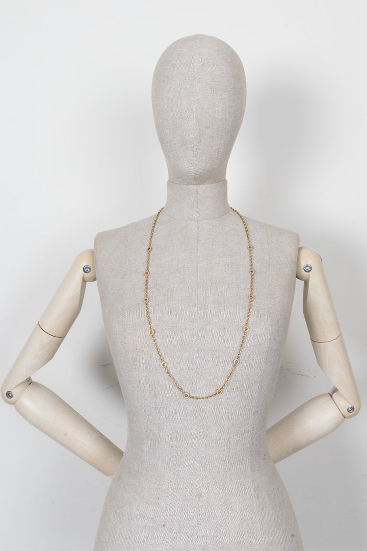 VINTAGE JEWELRY Collier cercles Or jaune 18 carats Diamants