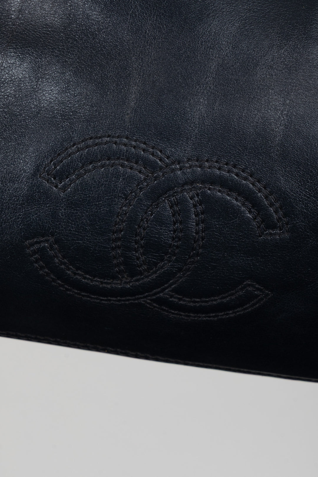 CHANEL Two Handle Tote Bag Lambskin Tortoise Black