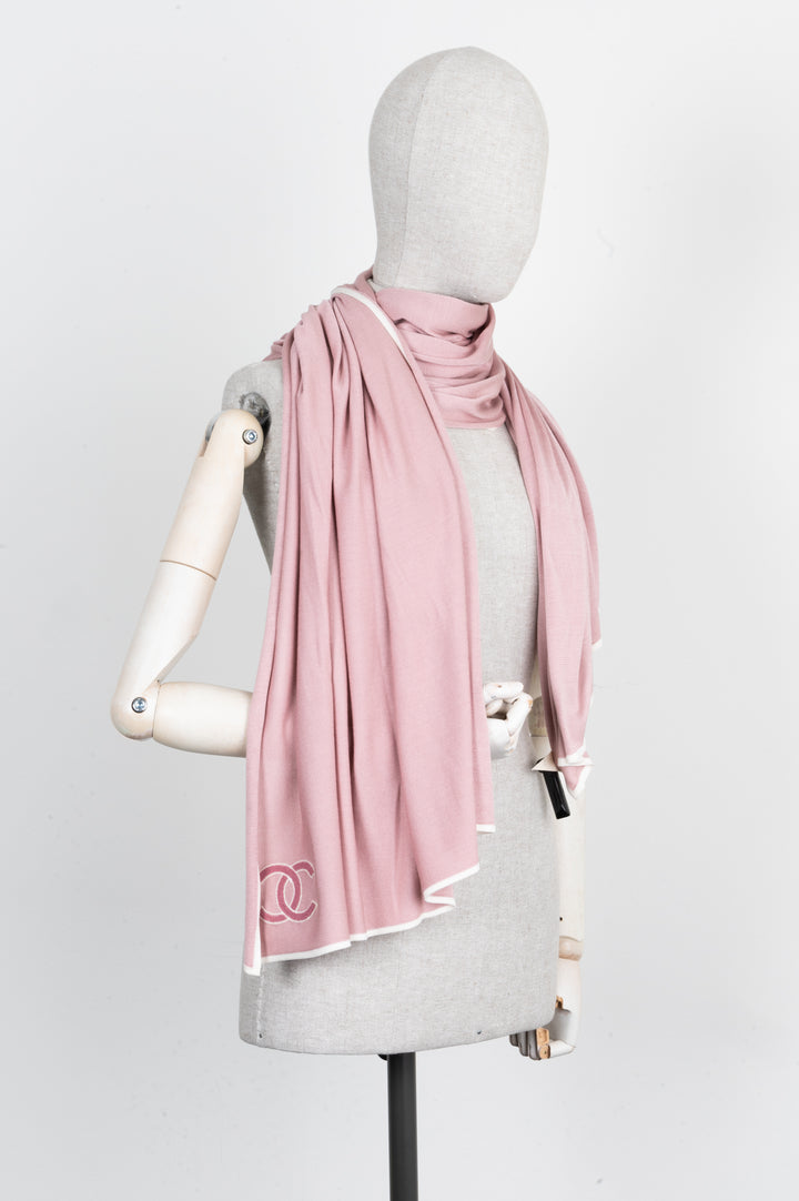 CHANEL CC Scarf Silk Pink