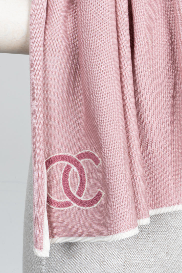CHANEL CC Scarf Silk Pink