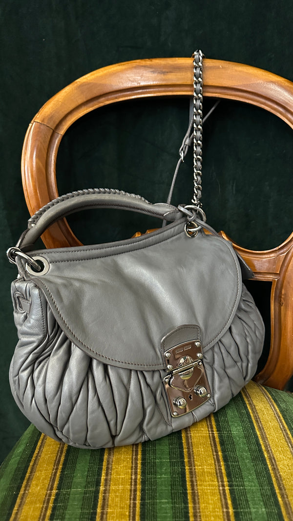 Miu Miu Matelasse Crossbody Bag, Grey