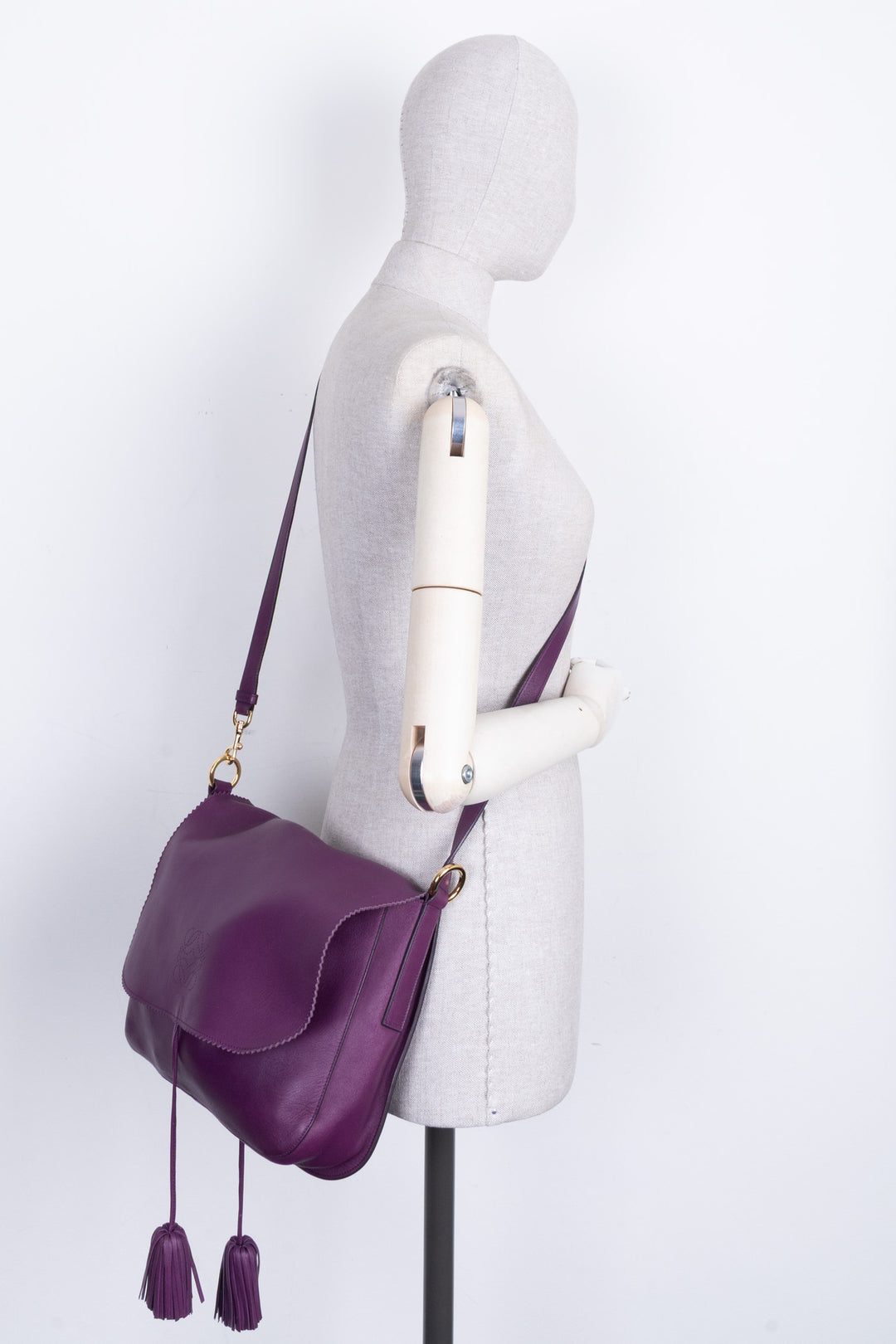 LOEWE Nila Anagram Tassel Crossbody Bag Nappa Purple