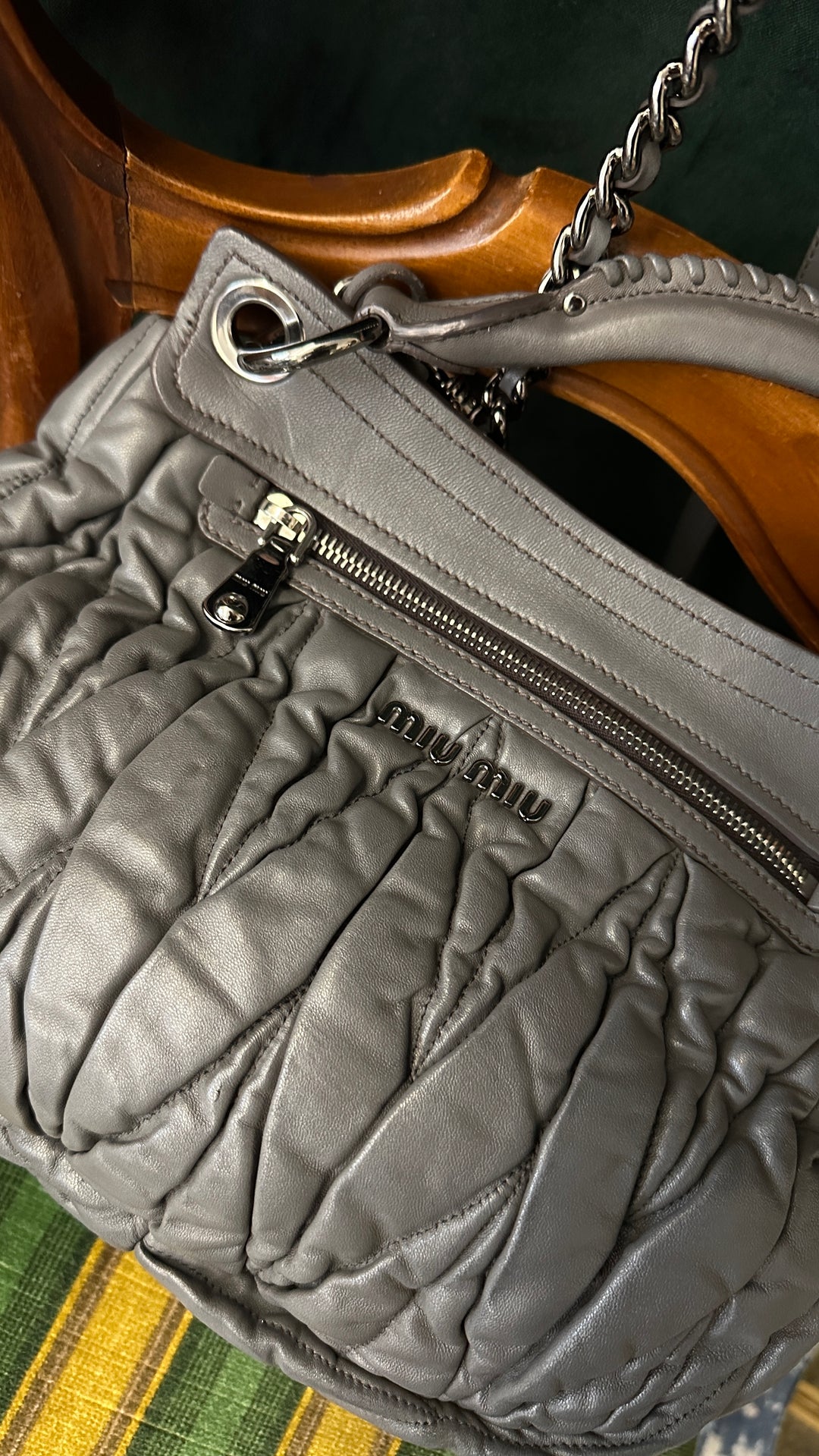 MIUMIU Matelasse Crossbody Bag Grey