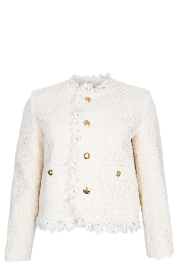 CELINE Veste icône Coton Dentelle Crème