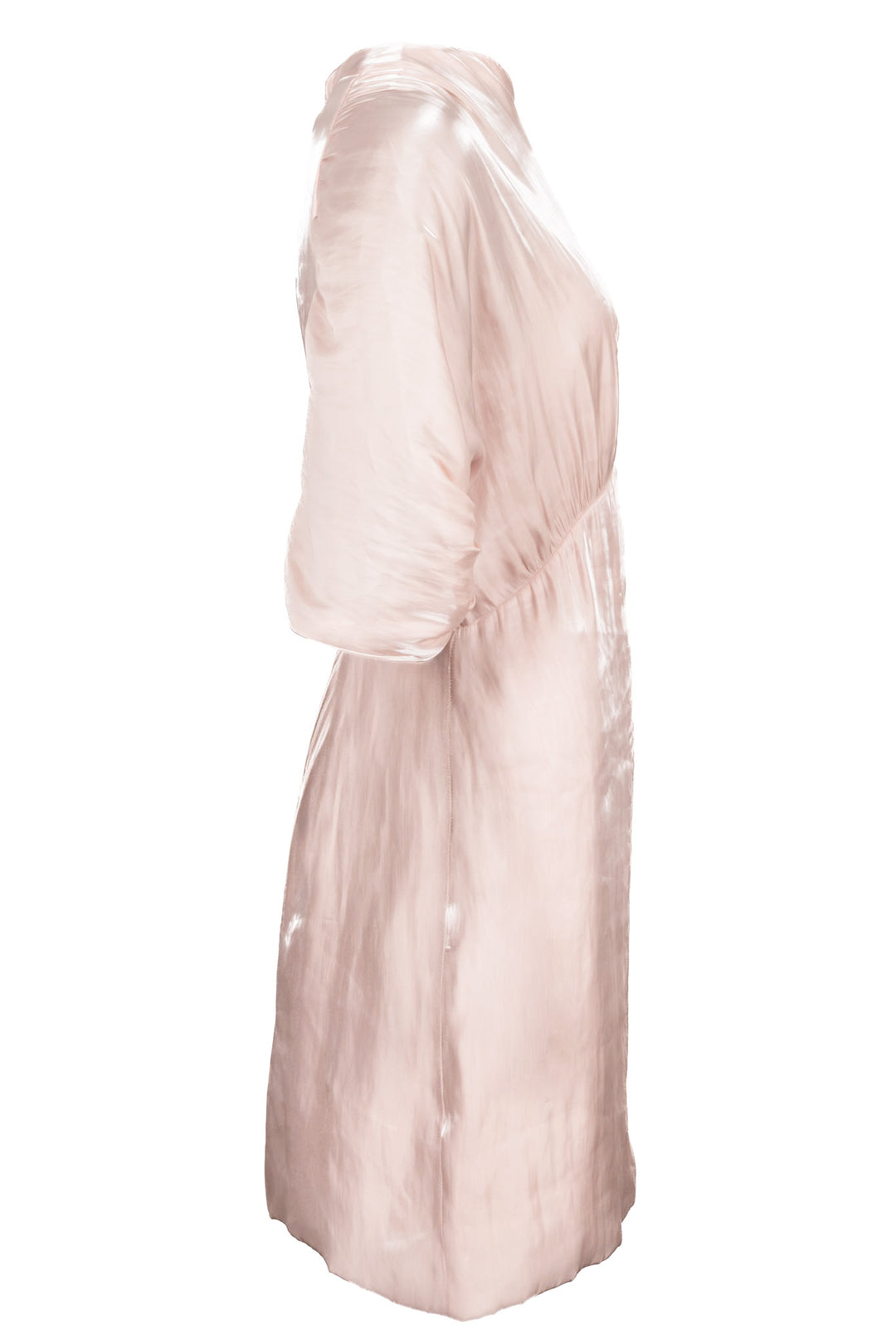 PRADA Ruffled Midi Dress Shiny Pink