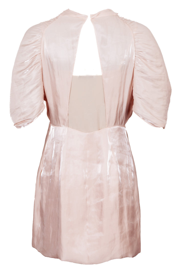 PRADA Ruffled Midi Dress Shiny Pink