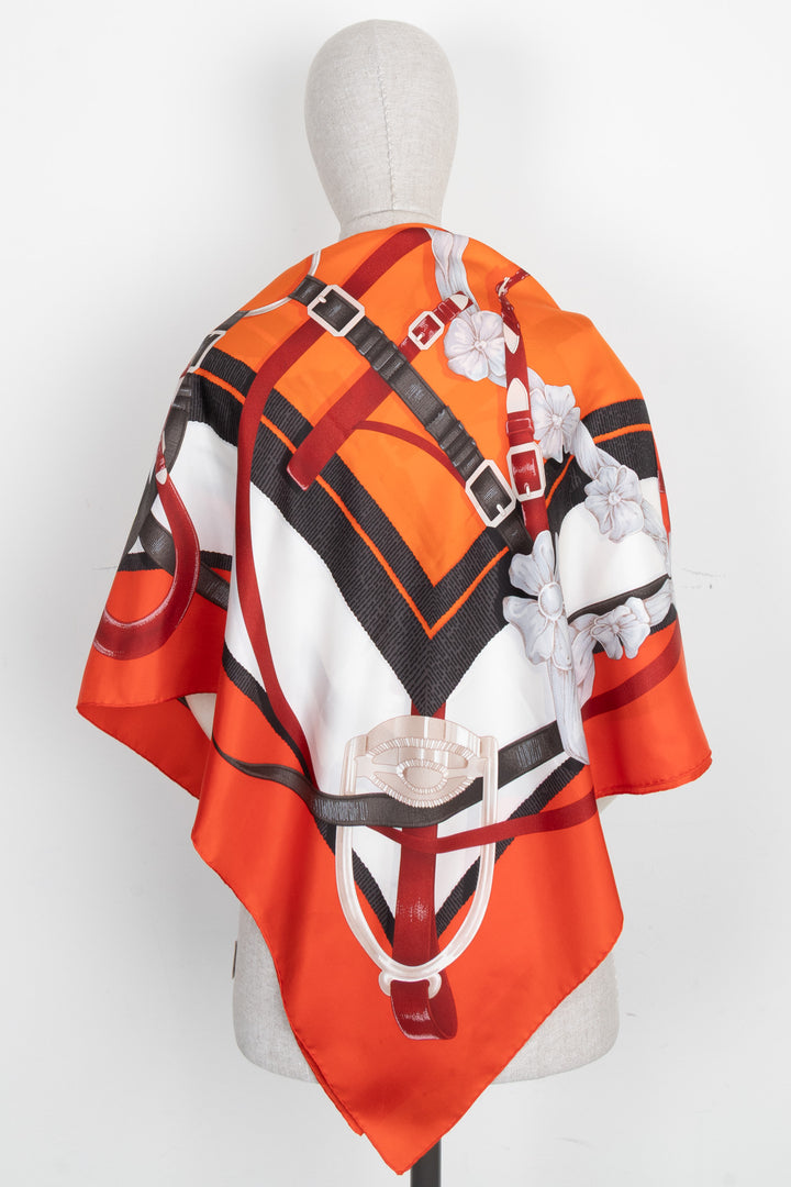 HERMÈS Grand Manège 140 Foulard Soie Rouge