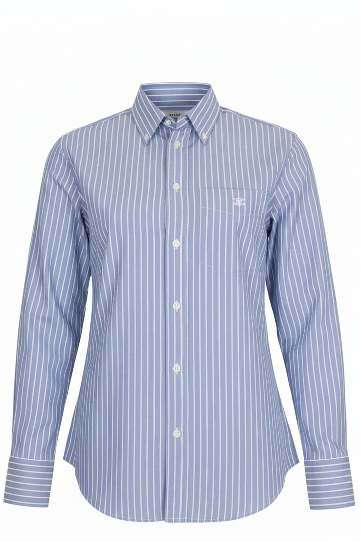 CELINE Shirt Coton Blue White Stripes