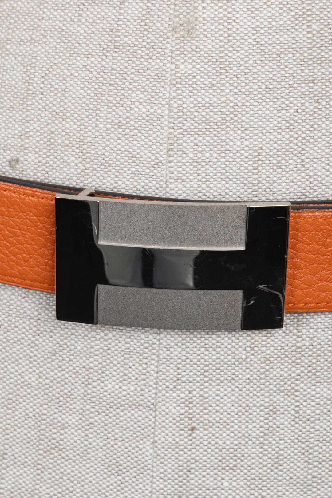 Ceinture HERMÈS H Argent Orange Noir