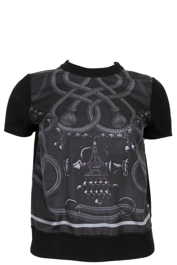 HERMÈS Twillaine Top Palefroi Remix Black Grey