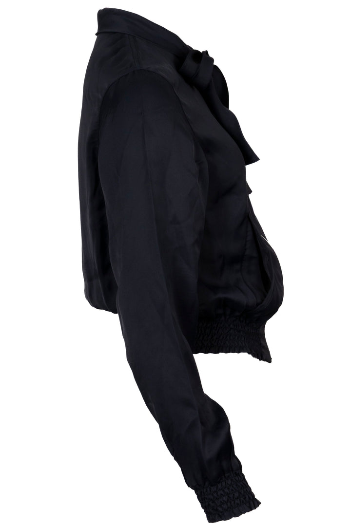 MIU MIU Cropped Pussy Bow Jacket Navy