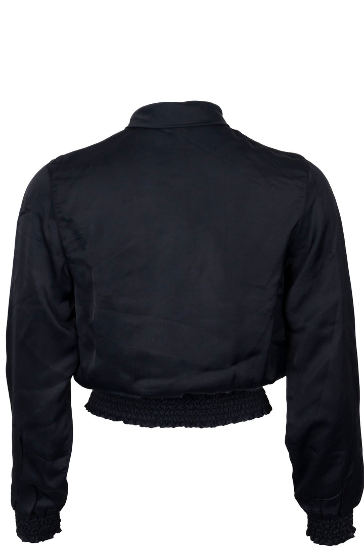 MIU MIU Cropped Pussy Bow Jacket Navy