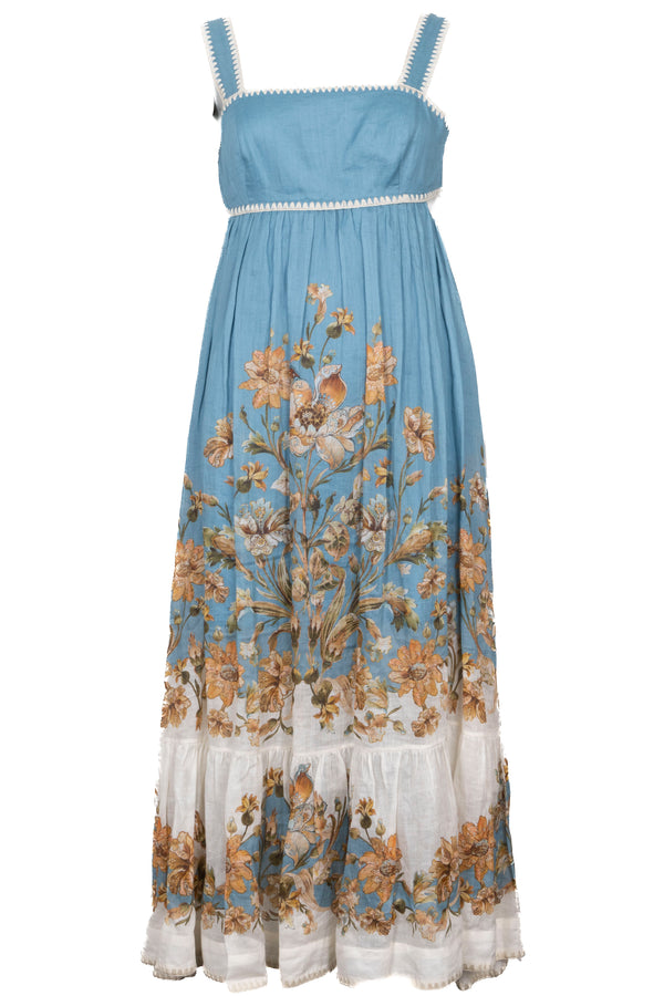 ZIMMERMANN Cut Out Floral Print Dress Blue