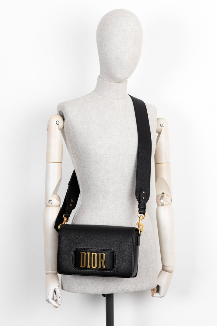 CHRISTIAN DIOR Dio(R)evolution Clutch Bag Leather Black