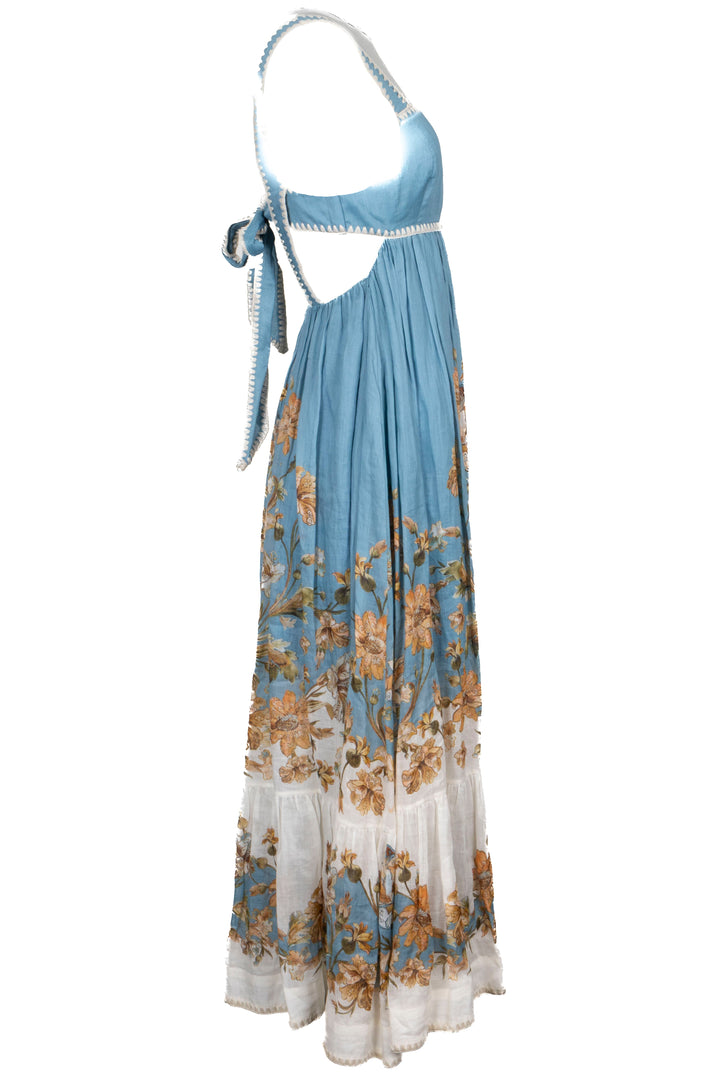 Robe à Imprimé Floral Découpé ZIMMERMANN Bleu