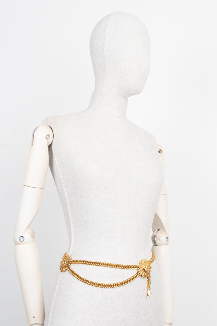 CHANEL Lion Head Sun Chain Belt Gold