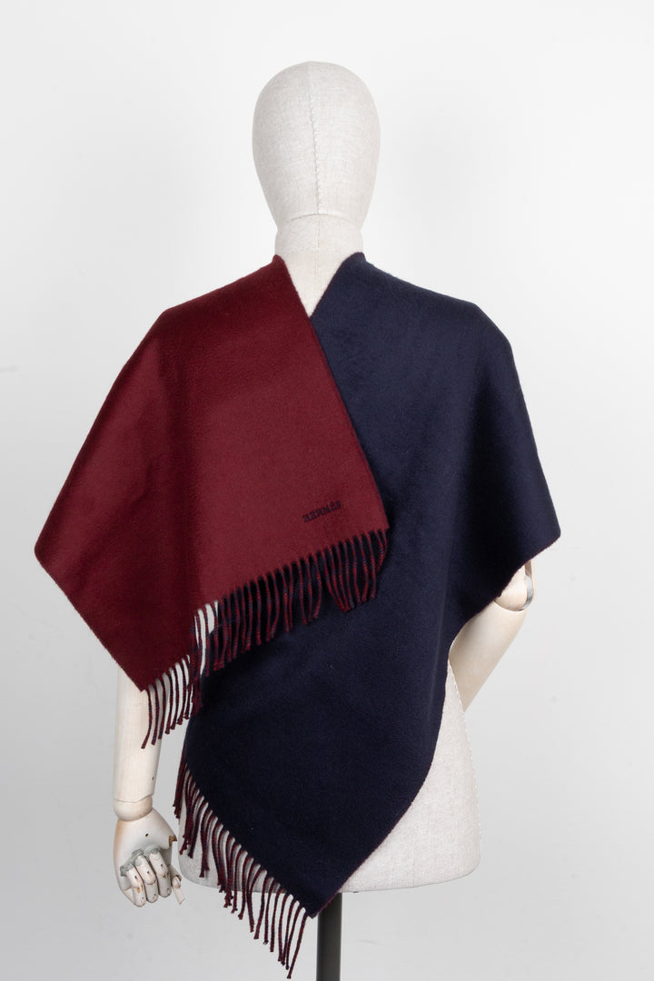 HERMÈS Double Face Scarf Cashmere Navy Bordeaux